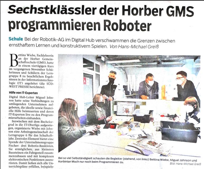 Zeitungsartikel: Sechstklässler programmieren Roboter